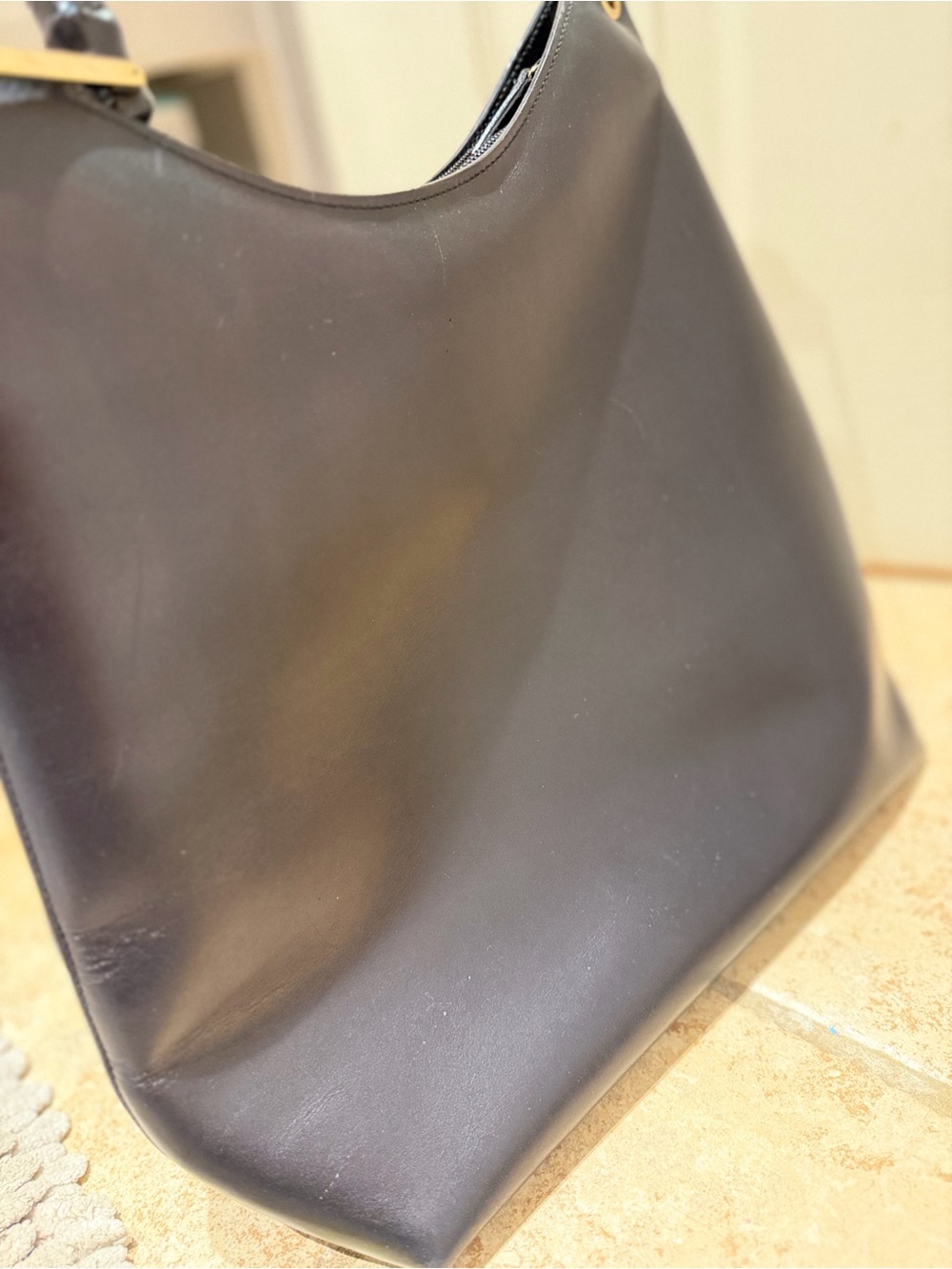Vintage Gucci Bamboo Leather Tote Hobo Bag Black Gold Hardware EUC - Picture 8 of 13